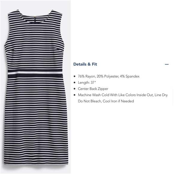 NWT Draper James Navy Striped Ponte Sheath Dress - Picture 2 of 7